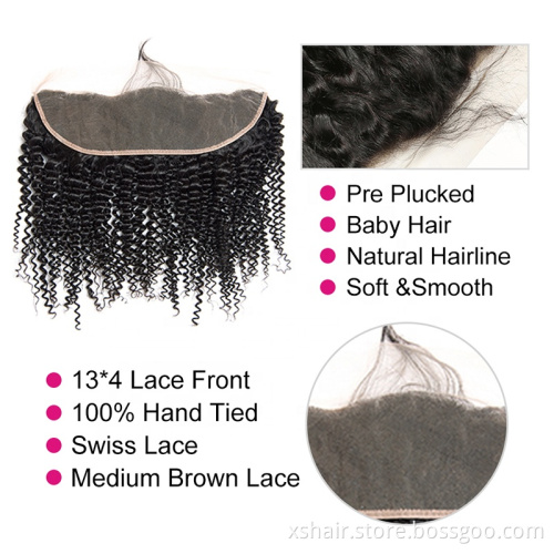 Hot sale factory kinky curly deep curly ear to ear closure frontal lace closure virgin human hair lace front